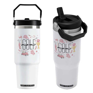 Golf Mom Life Proud Flip Straw Tumbler Sports Lover Gift TS12 One Size: 30 oz White Print Your Wear