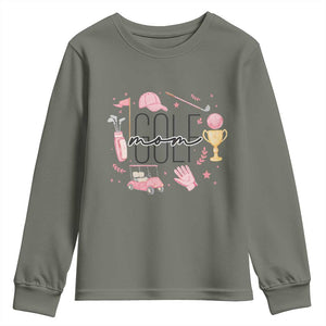 Golf Mom Life Proud Youth Sweatshirt Sports Lover Gift TS12 Military Green Print Your Wear