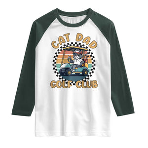 Cat Dad Golf Club Raglan Shirt Funny Sports Lover Gift TS12 White Dark Forest Green Print Your Wear