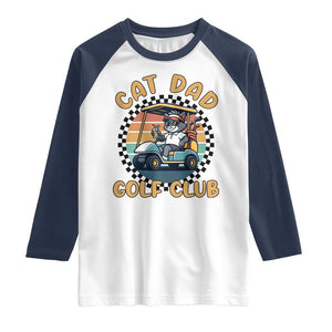 Cat Dad Golf Club Raglan Shirt Funny Sports Lover Gift TS12 White Navy Print Your Wear