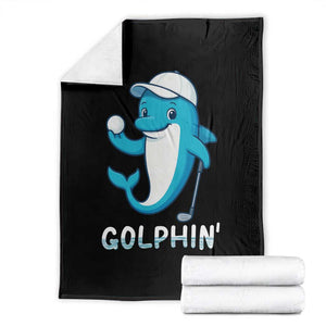 Golphin Dolphin Pun Throw Blanket Funny Golf Gift TS12 Black Print Your Wear
