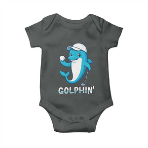 Golphin Dolphin Pun Baby Onesie Funny Golf Gift TS12 Dark Heather Print Your Wear
