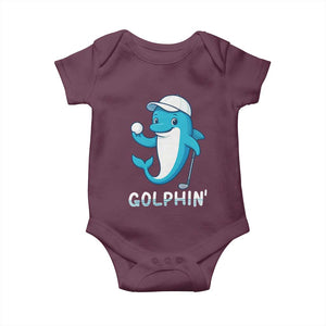 Golphin Dolphin Pun Baby Onesie Funny Golf Gift TS12 Maroon Print Your Wear