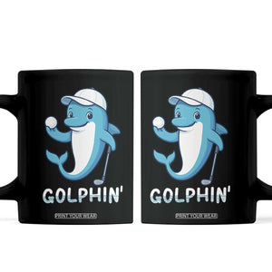 Golphin Dolphin Pun Coffee Mug Funny Golf Gift TS12 Black Print Your Wear