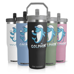 Golphin Dolphin Pun Flip Straw Tumbler Funny Golf Gift TS12 Print Your Wear