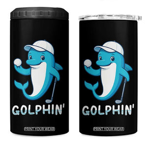 Golphin Dolphin Pun 4 in 1 Can Cooler Tumbler Funny Golf Gift TS12 One Size: 16 oz Black Print Your Wear