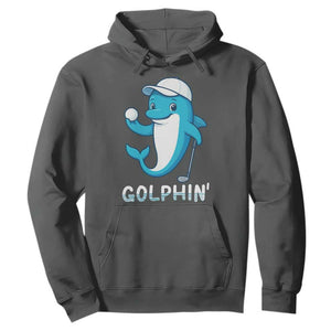 Golphin Dolphin Pun Hoodie Funny Golf Gift TS12 Dark Heather Print Your Wear
