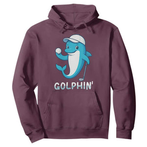Golphin Dolphin Pun Hoodie Funny Golf Gift TS12 Maroon Print Your Wear