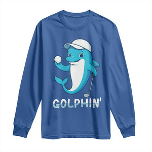 Golphin Dolphin Pun Long Sleeve Shirt Funny Golf Gift TS12 Royal Blue Print Your Wear