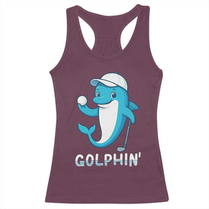 Golphin Dolphin Pun Racerback Tank Top Funny Golf Gift TS12 Maroon Print Your Wear