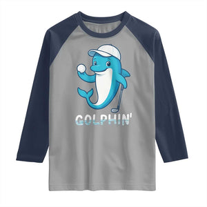 Golphin Dolphin Pun Raglan Shirt Funny Golf Gift TS12 Sport Gray Navy Print Your Wear