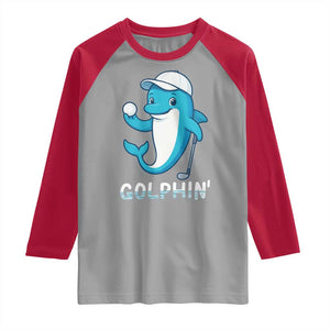 Golphin Dolphin Pun Raglan Shirt Funny Golf Gift TS12 Sport Gray Red Print Your Wear
