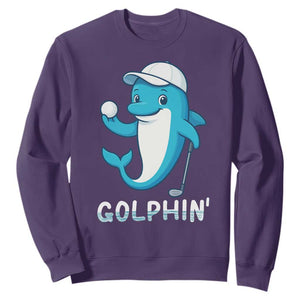 Golphin Dolphin Pun Sweatshirt Funny Golf Gift TS12 Purple Print Your Wear