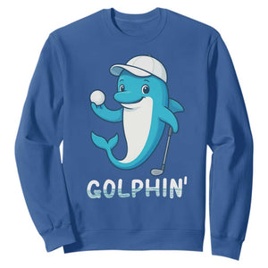 Golphin Dolphin Pun Sweatshirt Funny Golf Gift TS12 Royal Blue Print Your Wear