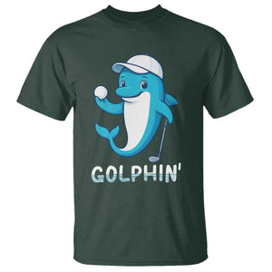Golphin Dolphin Pun T Shirt Funny Golf Gift TS12 Dark Forest Green Print Your Wear