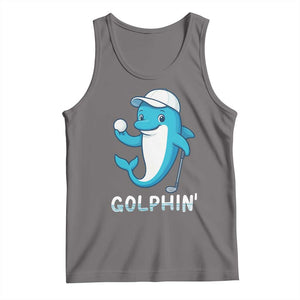 Golphin Dolphin Pun Tank Top Funny Golf Gift TS12 Deep Heather Print Your Wear