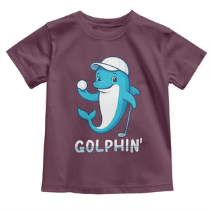 Golphin Dolphin Pun Toddler T Shirt Funny Golf Gift TS12 Maroon Print Your Wear