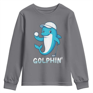 Golphin Dolphin Pun Youth Sweatshirt Funny Golf Gift TS12 Charcoal Print Your Wear