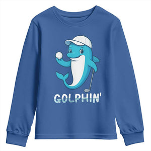 Golphin Dolphin Pun Youth Sweatshirt Funny Golf Gift TS12 Royal Blue Print Your Wear