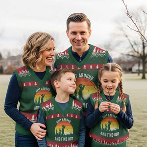 Funny Golf Quote V-Neck Knit Sweater Vest Putt Around And Find Out TS12 Red Green Print Your Wear