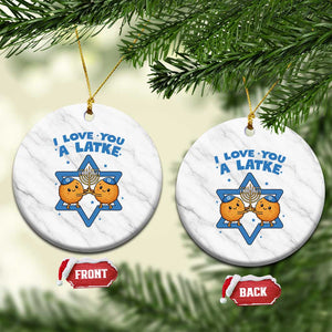 Funny Hanukkah Ceramic Ornament I Love You A Latke Gift TS12 1pc White Marble Print Your Wear