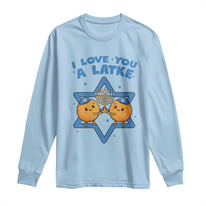 Funny Hanukkah Long Sleeve Shirt I Love You A Latke Gift TS12 Light Blue Print Your Wear