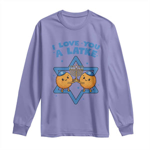 Funny Hanukkah Long Sleeve Shirt I Love You A Latke Gift TS12 Violet Print Your Wear