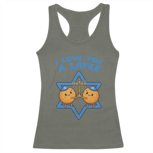 Funny Hanukkah Racerback Tank Top I Love You A Latke Gift TS12 Military Green Print Your Wear