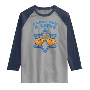 Funny Hanukkah Raglan Shirt I Love You A Latke Gift TS12 Sport Gray Navy Print Your Wear