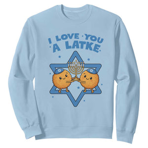 Funny Hanukkah Sweatshirt I Love You A Latke Gift TS12 Light Blue Print Your Wear