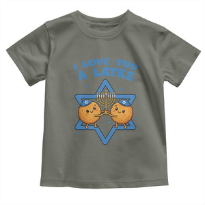 Funny Hanukkah Toddler T Shirt I Love You A Latke Gift TS12 Military Green Print Your Wear