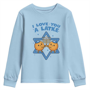 Funny Hanukkah Youth Sweatshirt I Love You A Latke Gift TS12 Light Blue Print Your Wear