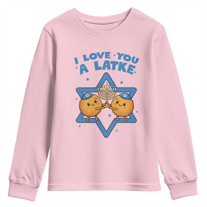 Funny Hanukkah Youth Sweatshirt I Love You A Latke Gift TS12 Light Pink Print Your Wear