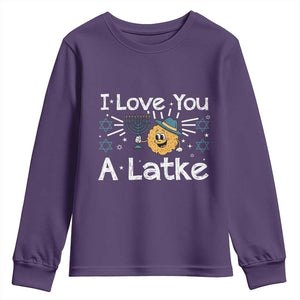 I Love You A Latke Youth Sweatshirt Funny Hanukkah Gift For Latke Lover TS12 Purple Print Your Wear
