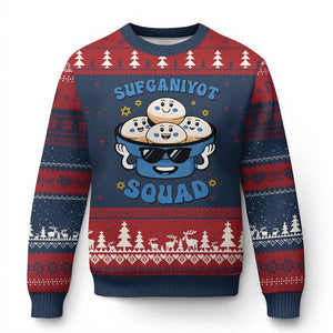 Hanukkah Sufganiyot Squad Ugly Christmas Sweater Funny Jelly Donut Jewish Gift TS12 Navy Red Print Your Wear