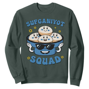 Hanukkah Sufganiyot Squad Sweatshirt Funny Jelly Donut Jewish Gift TS12 Dark Forest Green Print Your Wear