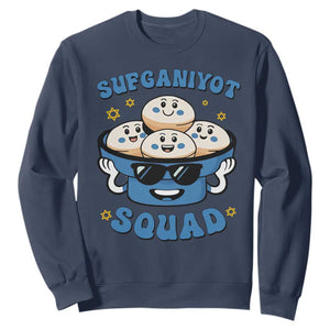 Hanukkah Sufganiyot Squad Sweatshirt Funny Jelly Donut Jewish Gift TS12 Navy Print Your Wear