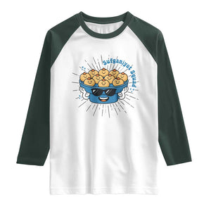 Funny Hanukkah Sufganiyah Jelly Donut Squad Gift Raglan Shirt TS12 White Dark Forest Green Print Your Wear