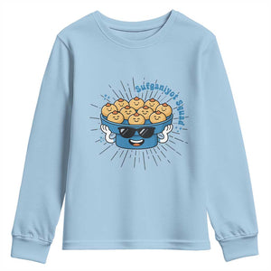 Funny Hanukkah Sufganiyah Jelly Donut Squad Gift Youth Sweatshirt TS12 Light Blue Print Your Wear