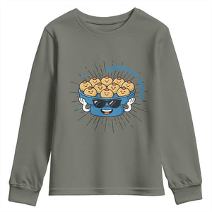 Funny Hanukkah Sufganiyah Jelly Donut Squad Gift Youth Sweatshirt TS12 Military Green Print Your Wear