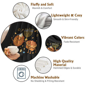 Hanukkah Sufganiyah And Latke Lifting Menorah Throw Blanket Funny Holiday Gift TS12 Print Your Wear