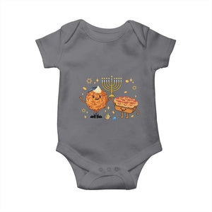Hanukkah Sufganiyah And Latke Lifting Menorah Baby Onesie Funny Holiday Gift TS12 Charcoal Print Your Wear