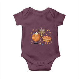 Hanukkah Sufganiyah And Latke Lifting Menorah Baby Onesie Funny Holiday Gift TS12 Maroon Print Your Wear