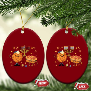 Hanukkah Sufganiyah And Latke Lifting Menorah Ceramic Ornament Funny Holiday Gift TS12 Print Your Wear