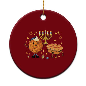 Hanukkah Sufganiyah And Latke Lifting Menorah Ceramic Ornament Funny Holiday Gift TS12 1pc Red Print Your Wear