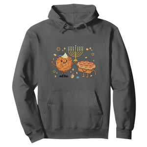 Hanukkah Sufganiyah And Latke Lifting Menorah Hoodie Funny Holiday Gift TS12 Dark Heather Print Your Wear