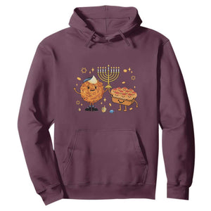 Hanukkah Sufganiyah And Latke Lifting Menorah Hoodie Funny Holiday Gift TS12 Maroon Print Your Wear