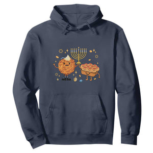 Hanukkah Sufganiyah And Latke Lifting Menorah Hoodie Funny Holiday Gift TS12 Navy Print Your Wear