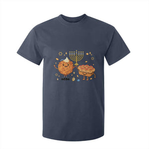 Hanukkah Sufganiyah And Latke Lifting Menorah T Shirt For Kid Funny Holiday Gift TS12 Navy Print Your Wear