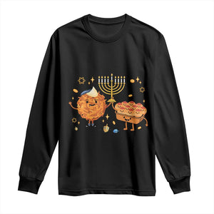 Hanukkah Sufganiyah And Latke Lifting Menorah Long Sleeve Shirt Funny Holiday Gift TS12 Black Print Your Wear